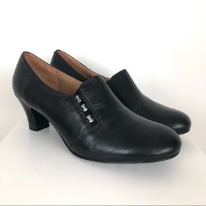Hotter Rochelle Black Leather 2.5 In. Heel Booties US Size 11 Comfort Slip On